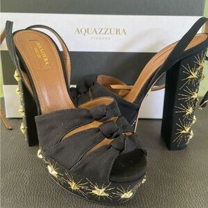 Aquazzura like new star studded black heels